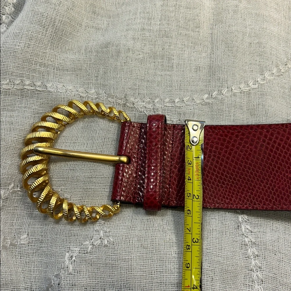 Cipriani lizard leather wide belt with spiral twist buckle